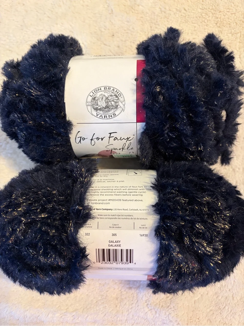 YARN!!! Go For Faux Sparkle Plush Yarn - Navy Blue, 2 skein bundle